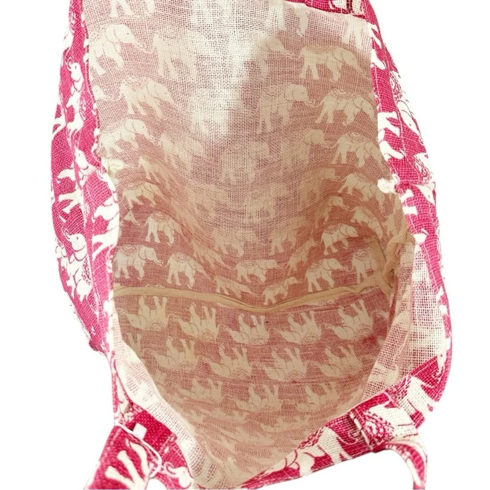 NWT- RockFlowerPaper Elephant Pink Jute Tote